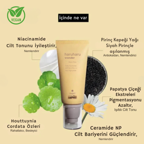 Siyah Pirinç Nemlendirici Airyfit Güneş Kremi SPF50+ 50ml - Görsel 2